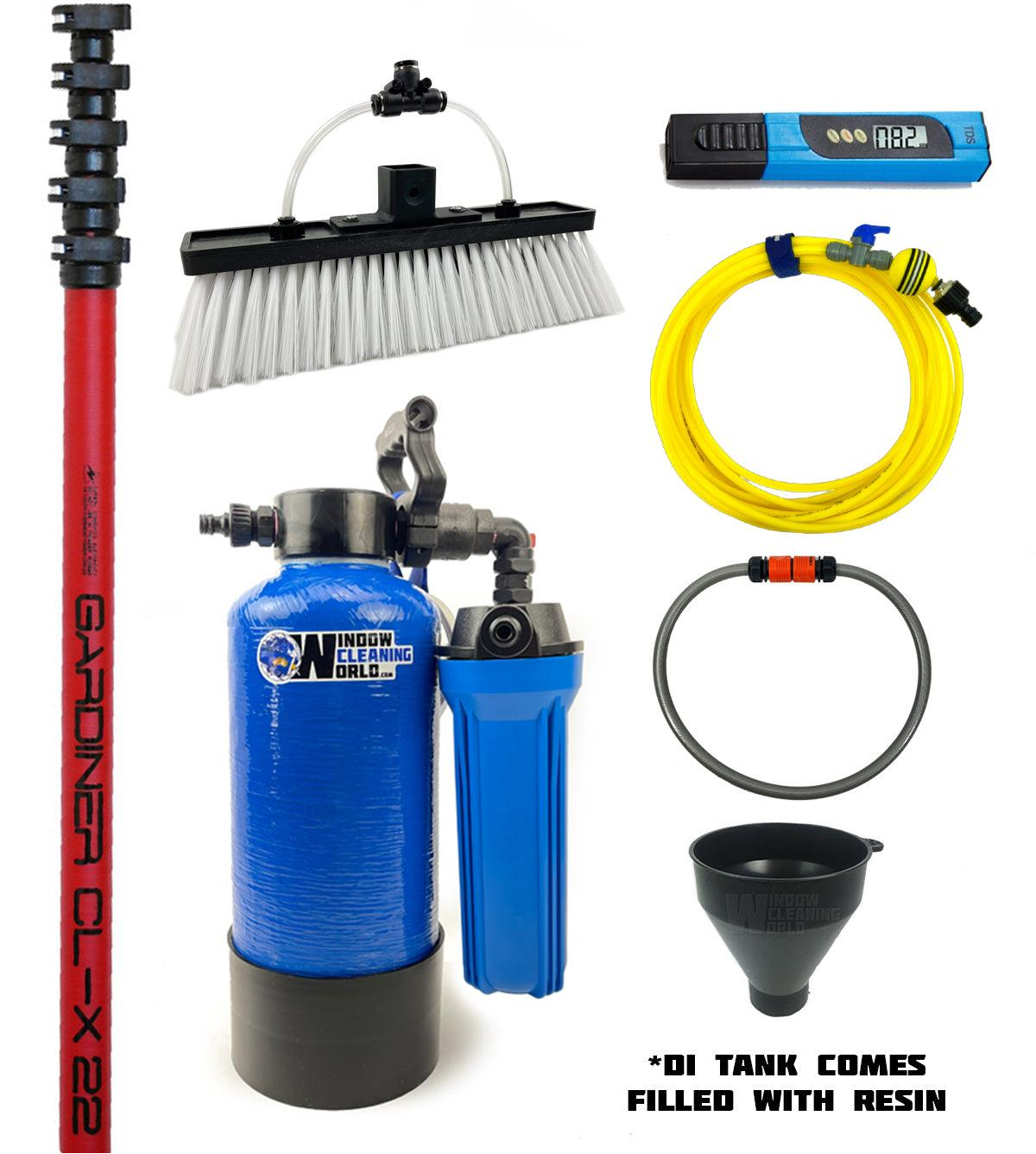 2 Storey Water-Fed Window Cleaning Package Pole, 11.5l Tank, Resin and All Attachments