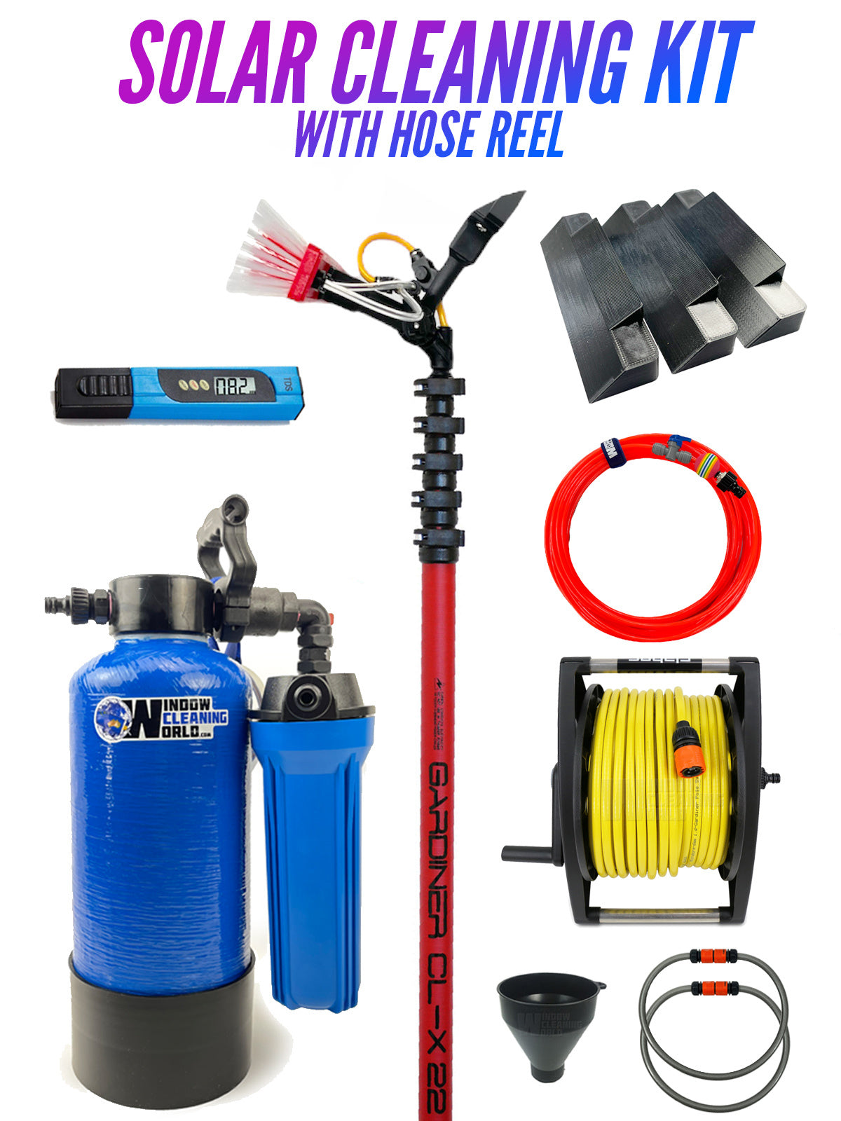 Water-Fed Solar Cleaning Kit With Pole: CL-X22 50m 6mm Hose Kit