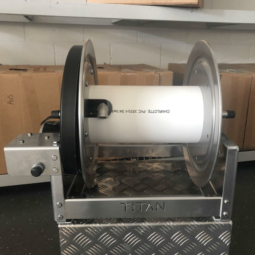 Titan 18" Stainless Steel 12V Electric Hose Reel T4318ES