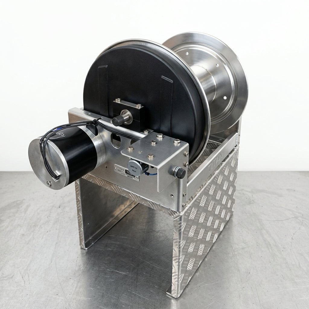 Titan 18" Stainless Steel 12V Electric Hose Reel T4318ES