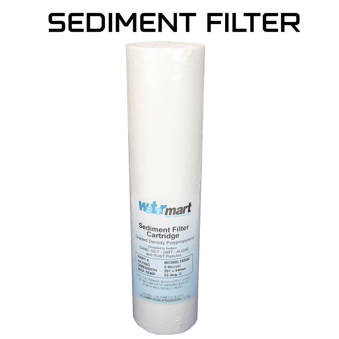 10in x 2.5in Sediment Filter 5 micron. NOT for SINGLE pre-filter DI Systems