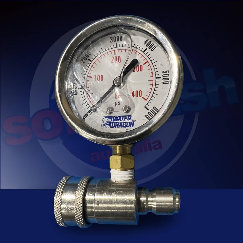 In Line Pressure Gauge - Quick Connect Suite Pressure Washer