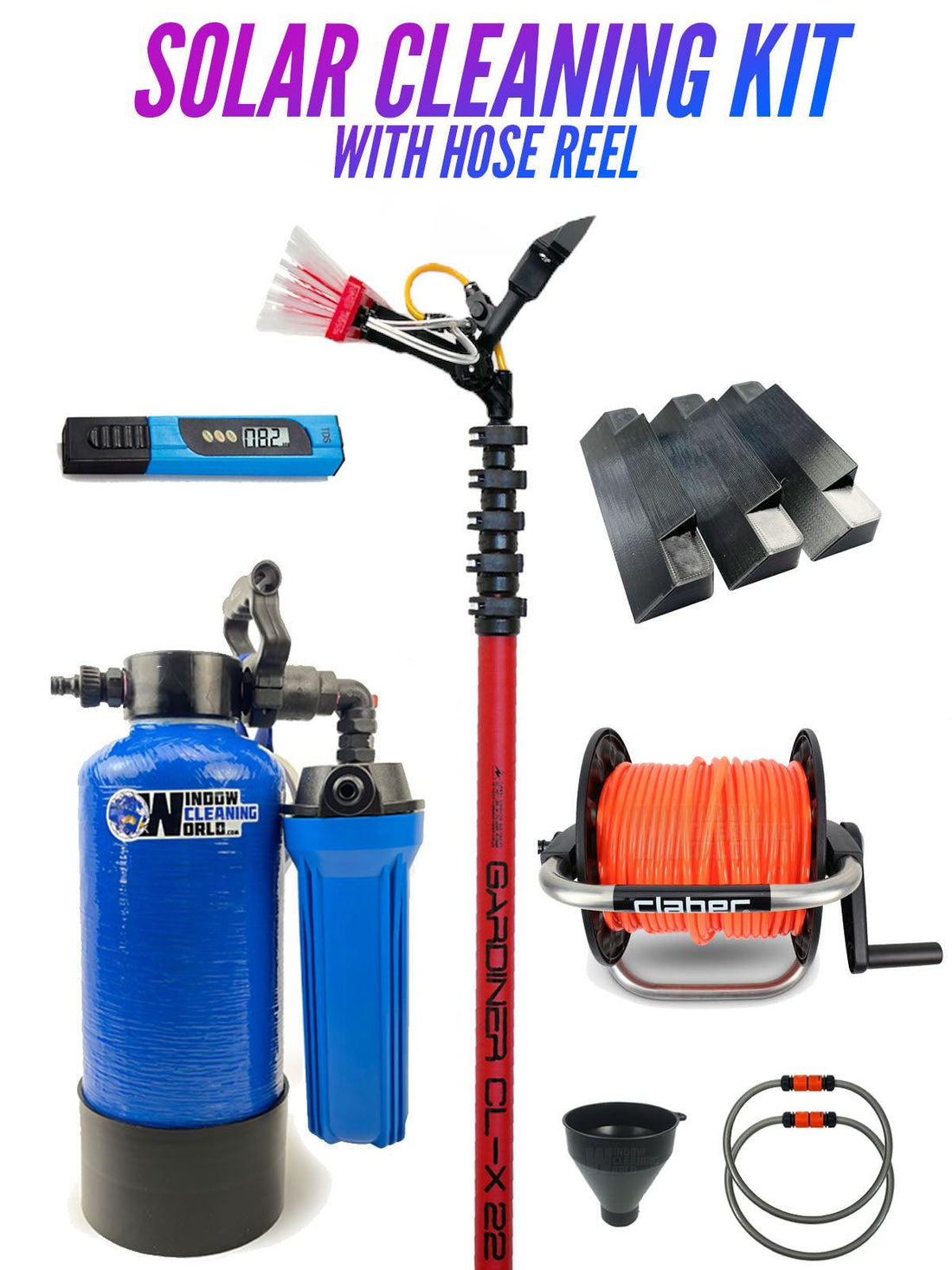 Water-Fed Solar Cleaning Kit With 50m Hose Kit