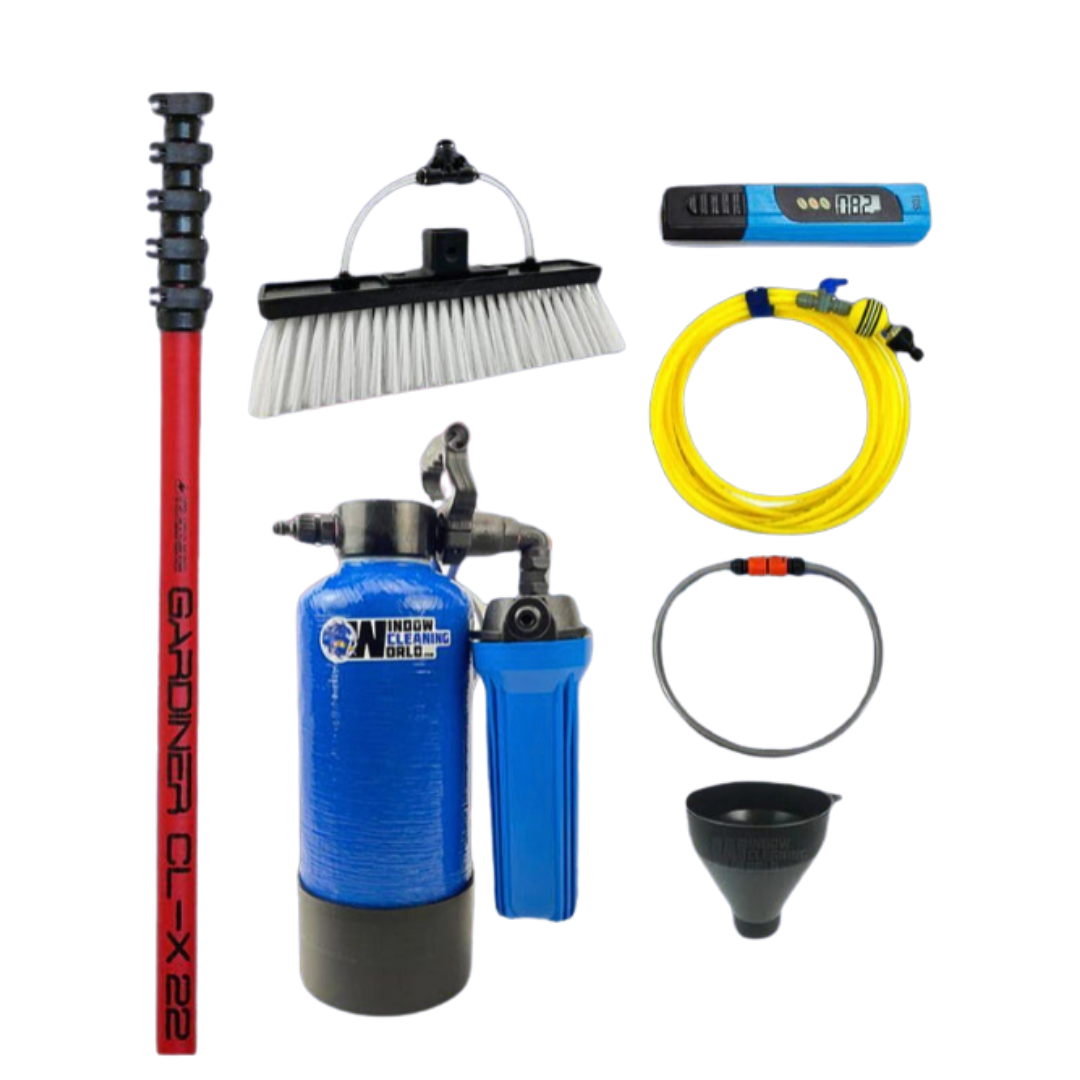 2 Storey Water-Fed Window Cleaning Package Pole, 11.5L Tank, Resin and All Attachment