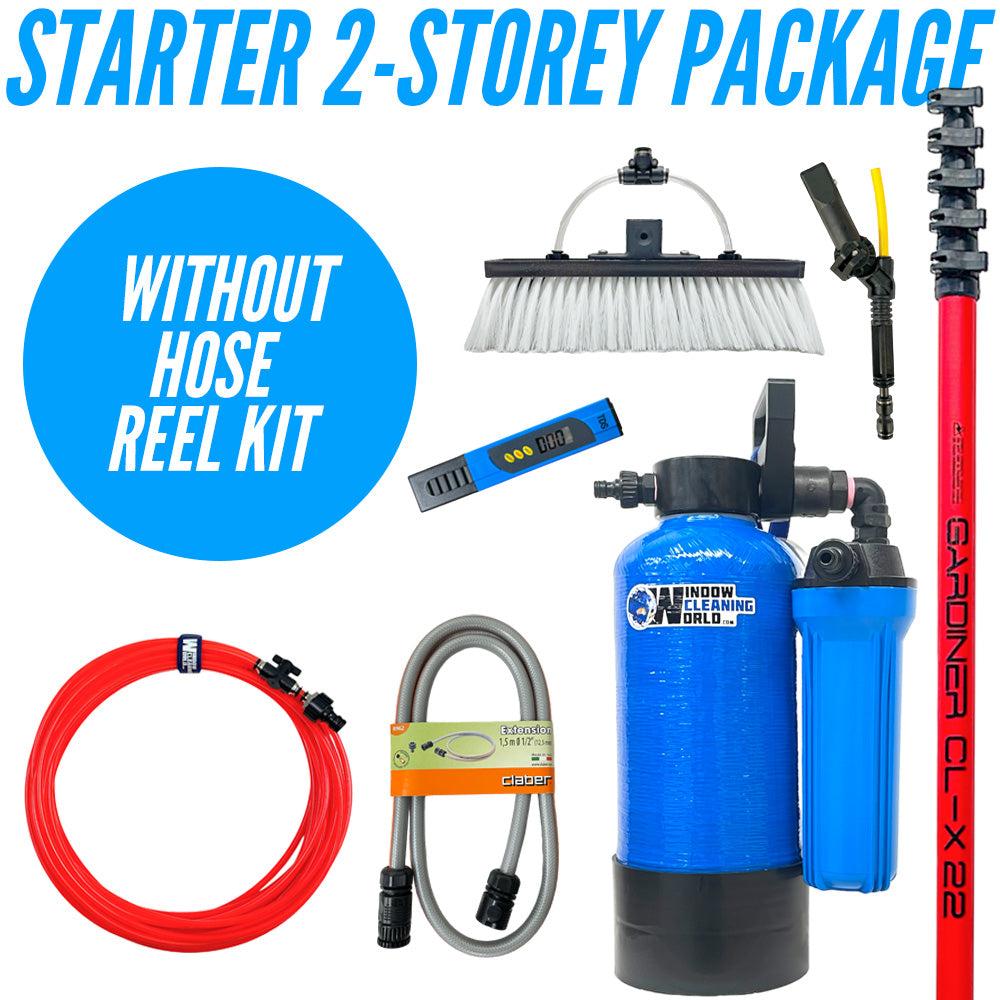 2 Storey Water-Fed Window Cleaning Package Pole, 11.5l Tank, Resin and All Attachments
