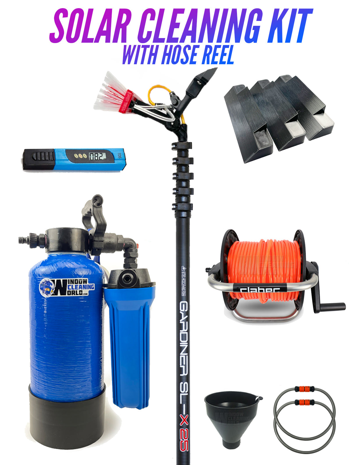 Water-Fed Solar Cleaning Kit With  Pole: SL-X22  50m Hose tube Kit