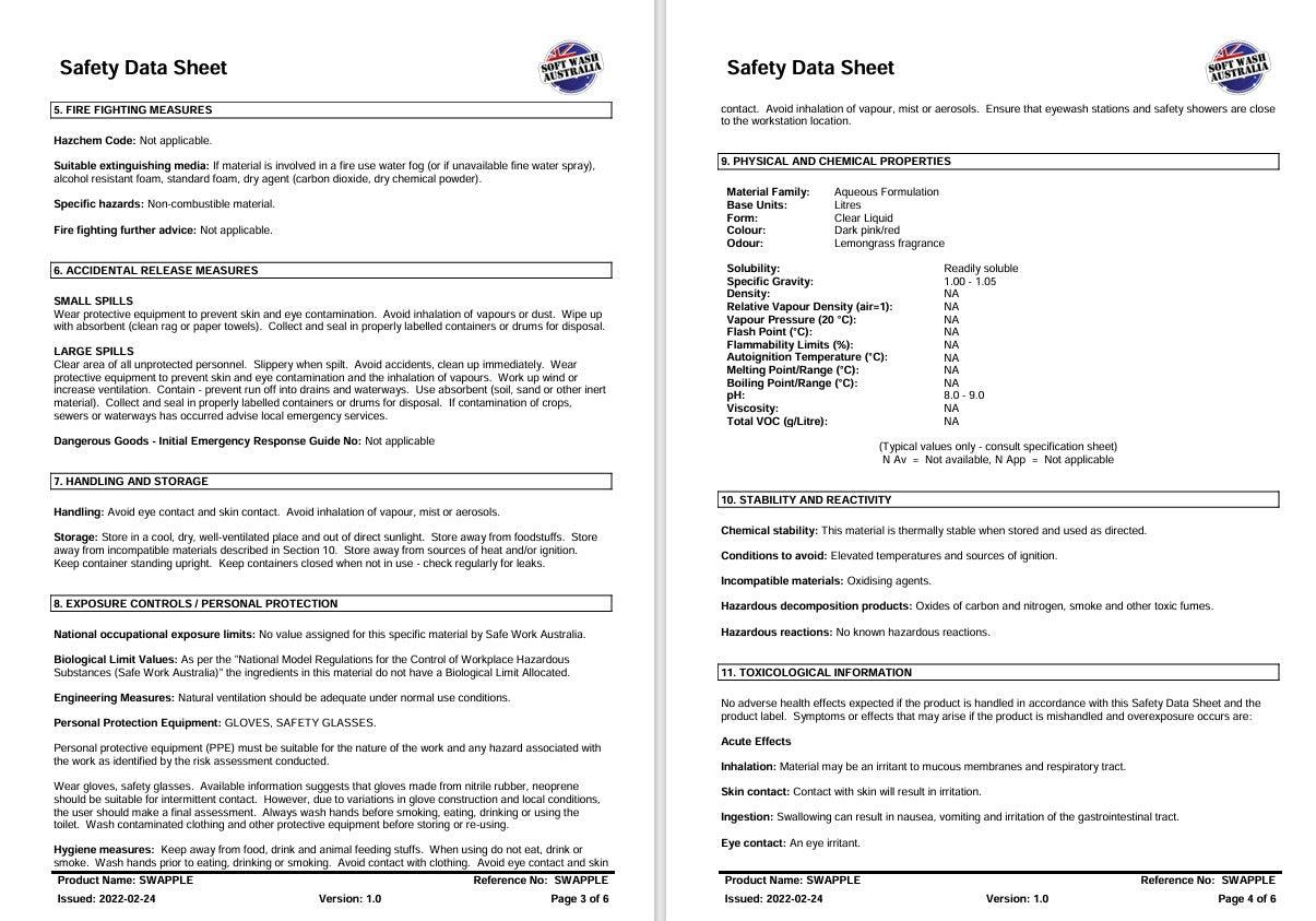SWAPPLE - Scented Surfactant with Die marker - Full 5 Litre (25%increase for the same value)