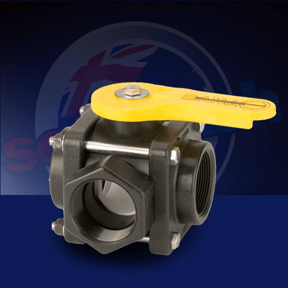 Banjo - 4 Bolt Poly 3 Way Ball Valve